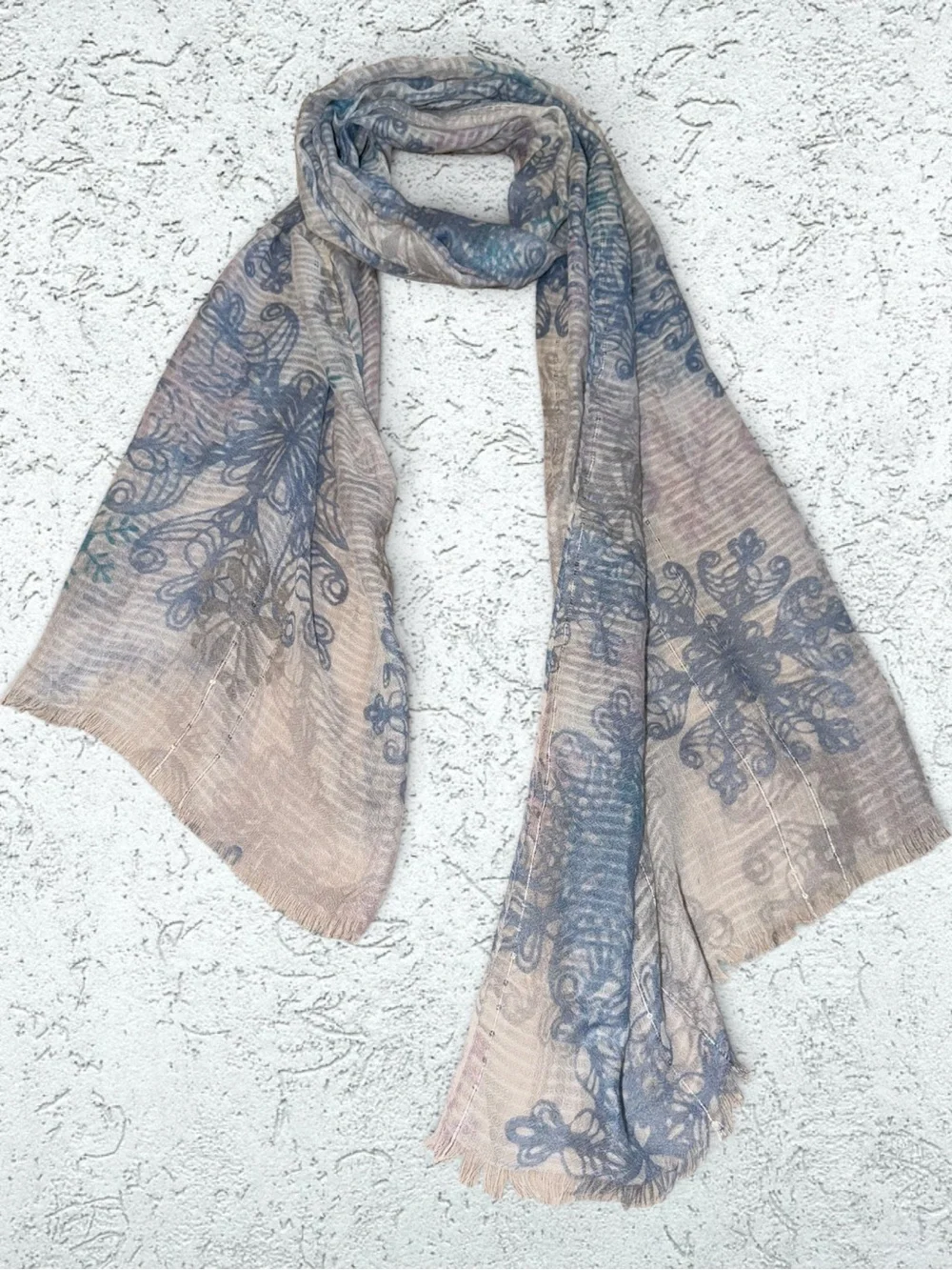 🌻Light Blue Floral Print Women's Scarf - Elegant Lightweight Wrap